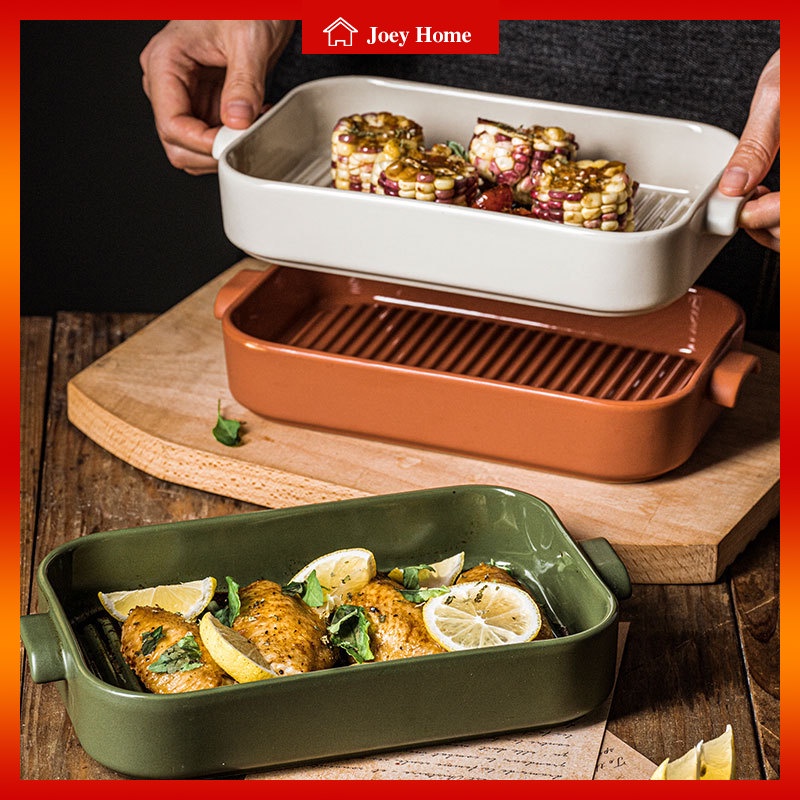 ThreeDimensional Striped Rectangular Double Ear Baking Pan Household