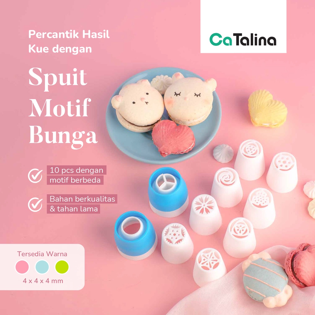 Spuit Dekorasi Kue 10 Pcs Set Nozzle Tart Cake Decoration - Gambar 2