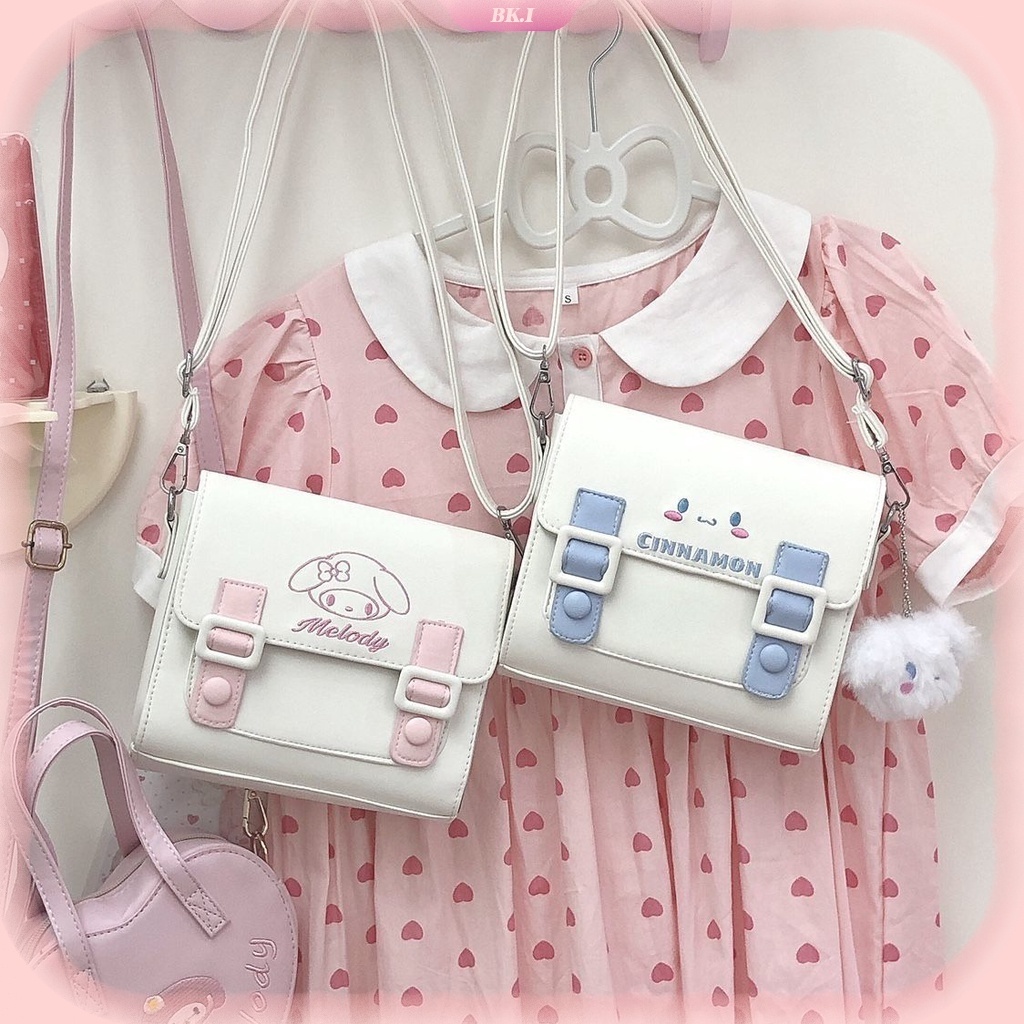Sanrios Anime Kawaii Crossbody Bags Women Canvas Flap-bag Kawaii Harajuku All-match Students Casual Female Handbags Korean Daily Chic Fashion
