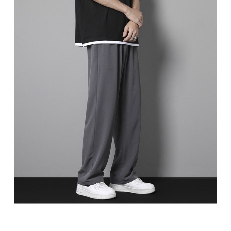 Men's Pants Summer Thin and All-Matching Loose Casual Trousers Wide Leg ...