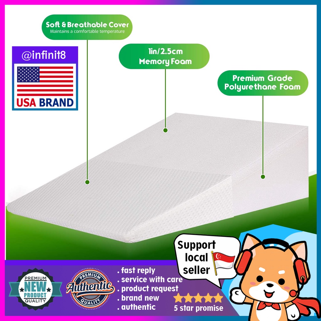 [sg stockUSA brand] 7 Abco Tech Bed Wedge Pillow w Memory Foam Reduce
