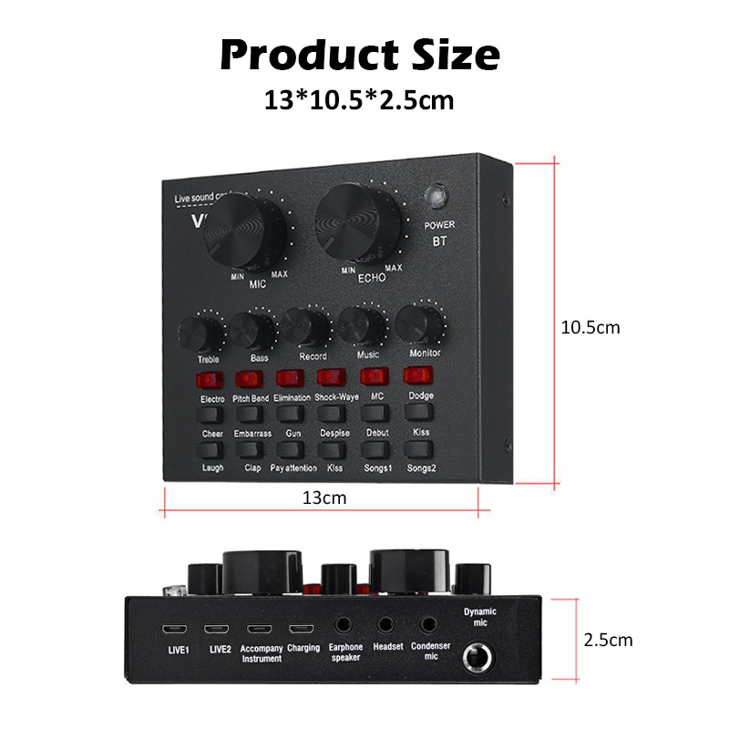 V8 Sound Card Audio USB External Headset Microphone Webcast Personal ...
