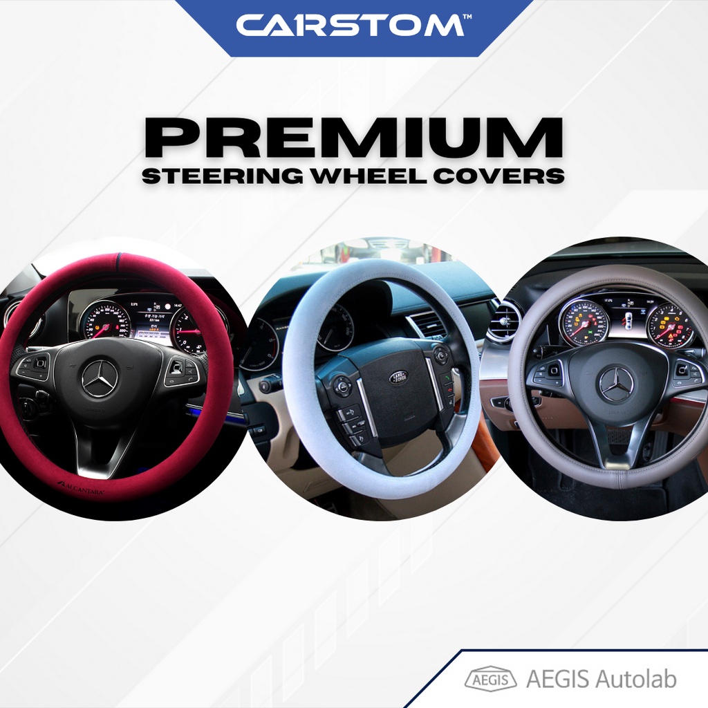 Aegis 100% Real Italian Alcantara Steering Wheel Protector Handle Cover (C/D) Suede Anti Slip Universal Car Accessories