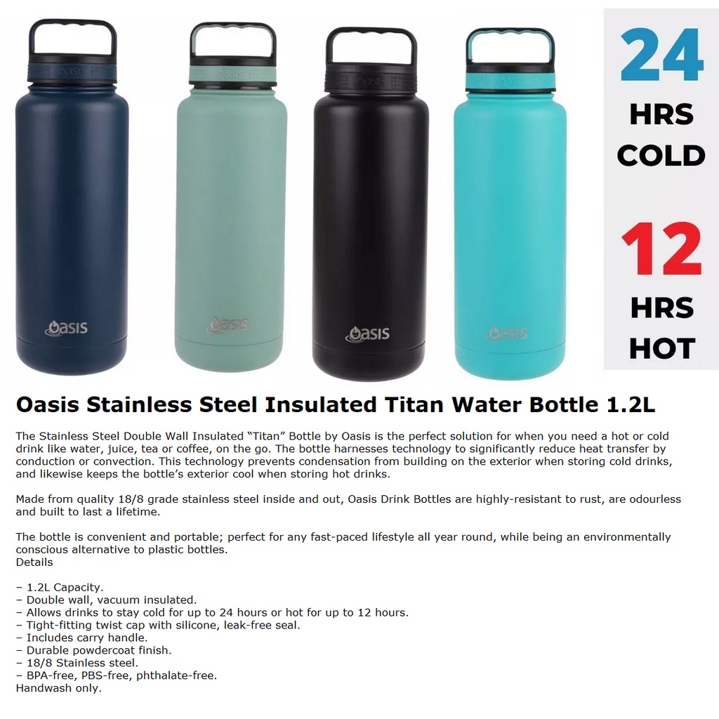 Oasis Stainless Steel Insulated Titan Water Bottle 1.2L | Shopee Singapore