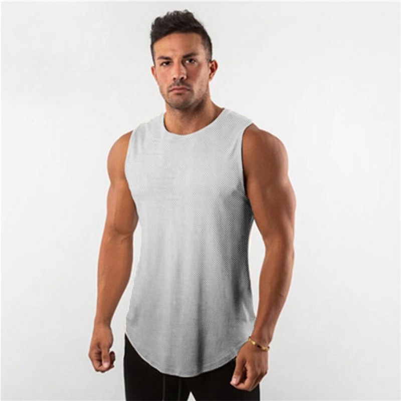 Mens Plain Mesh Running Vest New Summer Gym Clothing Bodybuilding Fitness Tank Top Sleeveless Shirt Workout Stringer Singlet