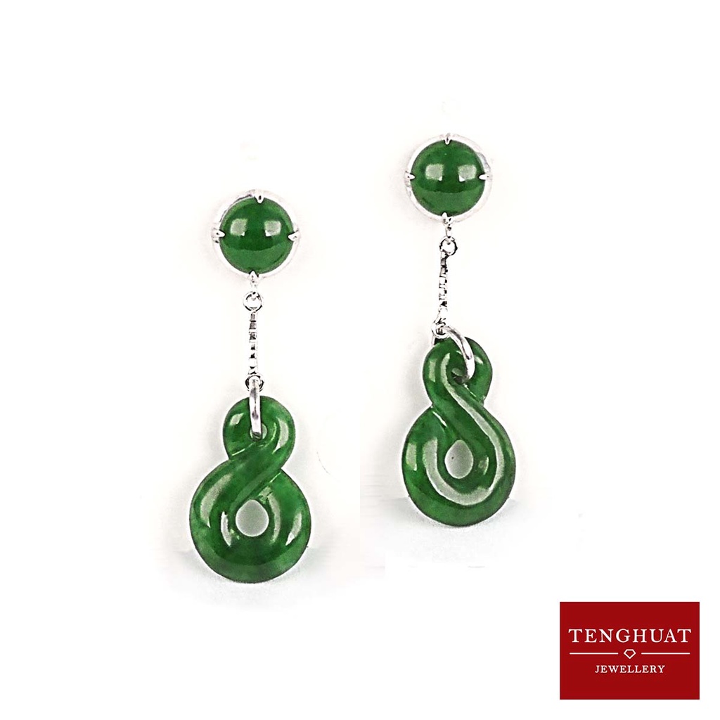 Teng Huat Jewellery 18K White Gold B Jade Earring | Shopee Singapore