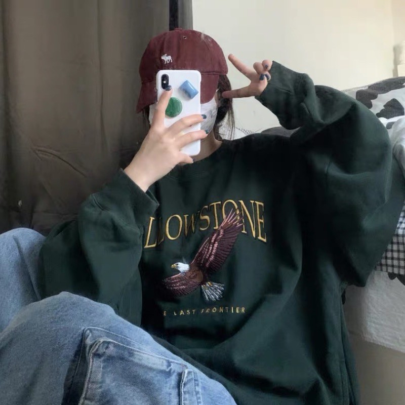 brandy melville yellowstone sweatshirt the last frontier erica green ulzzang korean vintage pullover sweatshirt retro Shopee Singapore