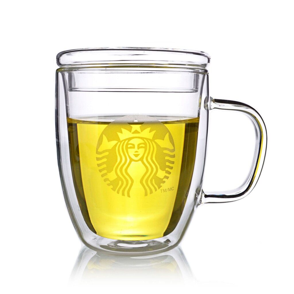 Double Wall Glass Cup Starbuck Coffee Cup Glass Mug With Lid Latte