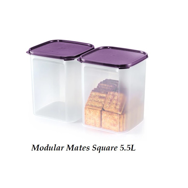 Tupperware Modular Mates Square Set 5.5L (2pcs) Tempat Simpan Keropok ...
