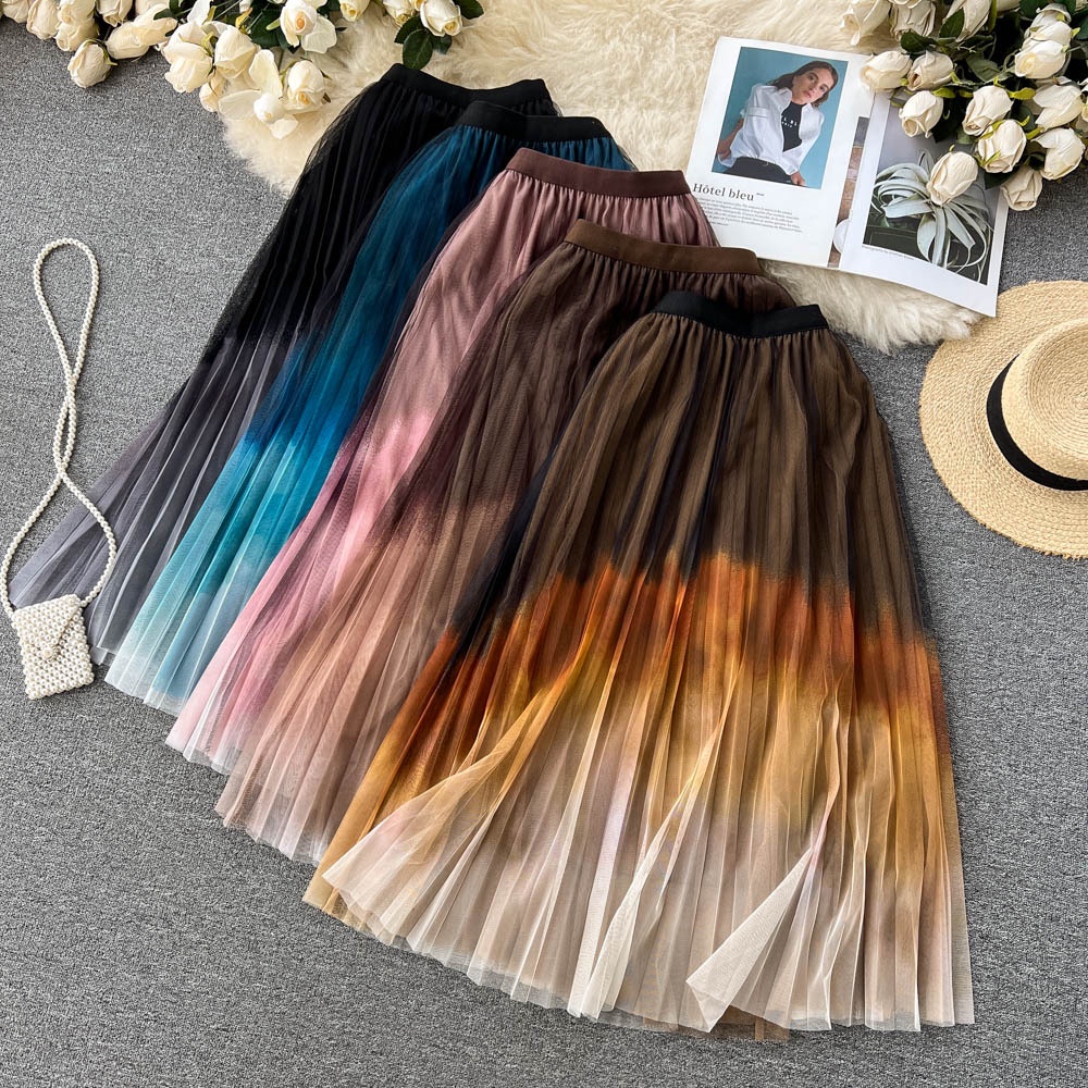 Elastic waist gauze on sale skirt