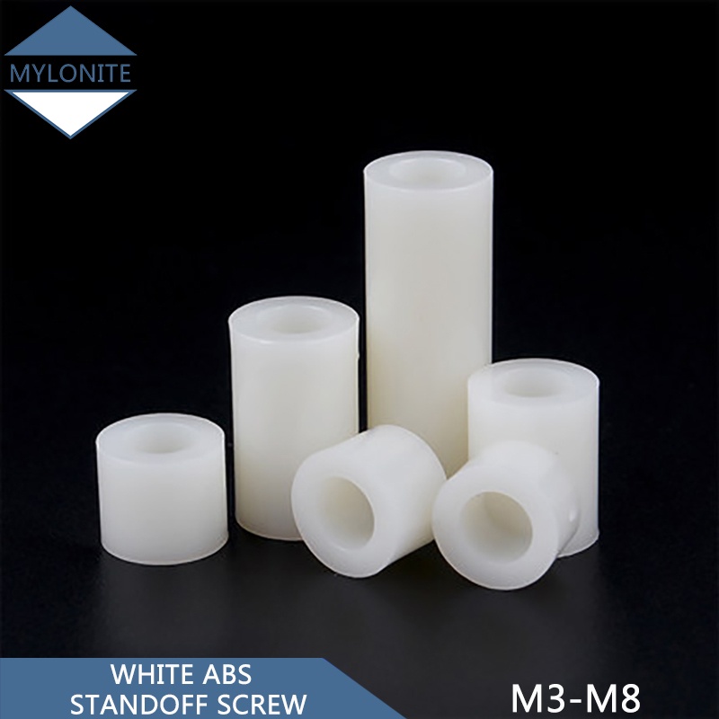 M3 M4 M5 M6 White Nylon Non-Threaded Spacer ABS Standoff Round Hollow ...