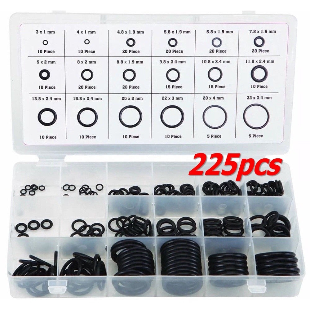 225 pcs Rubber O Ring O-Ring Washer Seals Watertightness Assortment Different Size Without Plactic Box Kit Set