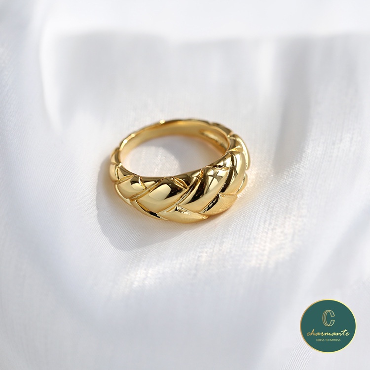 SG Brand 18K Gold Plated Thick Dome Chunky Braided Minimalist