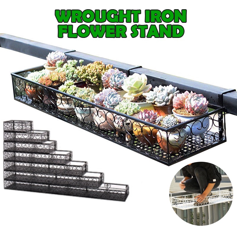 WONZOM Metal Plant Rack Balcony Flower Pot Rack Succulent Flower Shelf ...