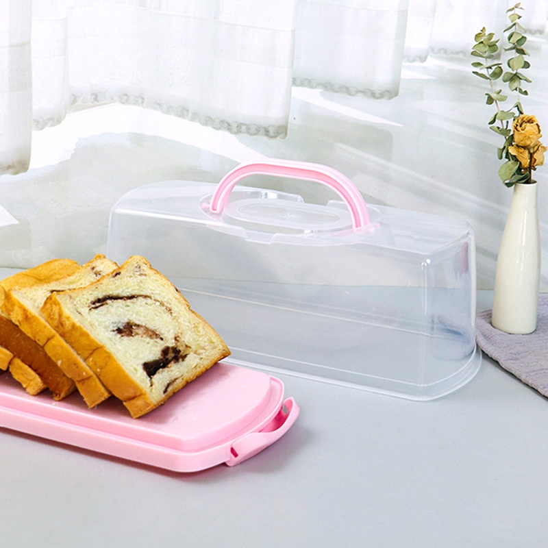 Cake Carrier Portable Loaf Box with Handle and Transparent Lid