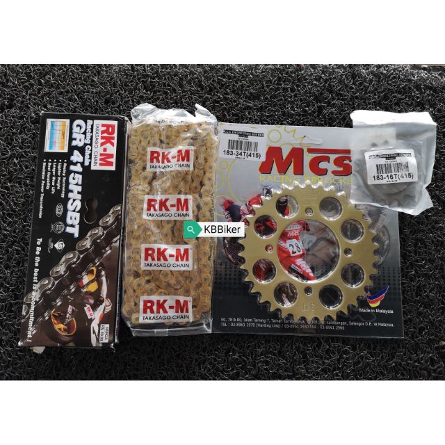 Rkm 415 Chain Sprocket Mcs Gold Set Yamaha Y125z Lc135 Srl110 Rxz