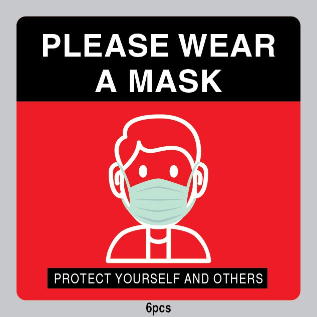 20cm Please Wear Mask Sticker | Water-resistant sticker | Safe ...