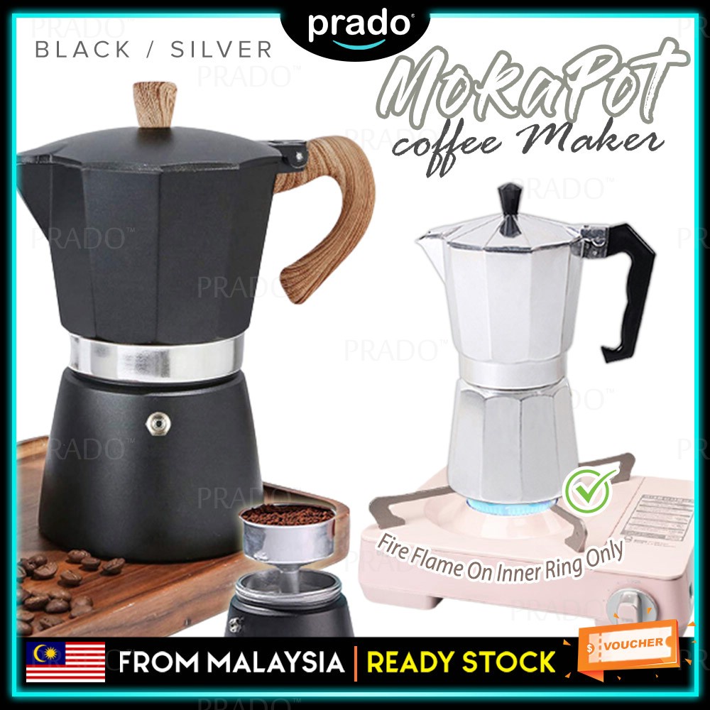 PRADO 50/150/300mL Classic Italian Rust-Proof Moka Coffee Brewer ...