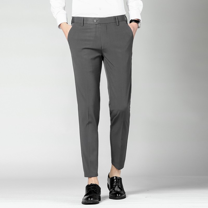 Buy Inspire Men's Slim Fit Formal Trousers (IFGSTLGR28_Grey_28) at