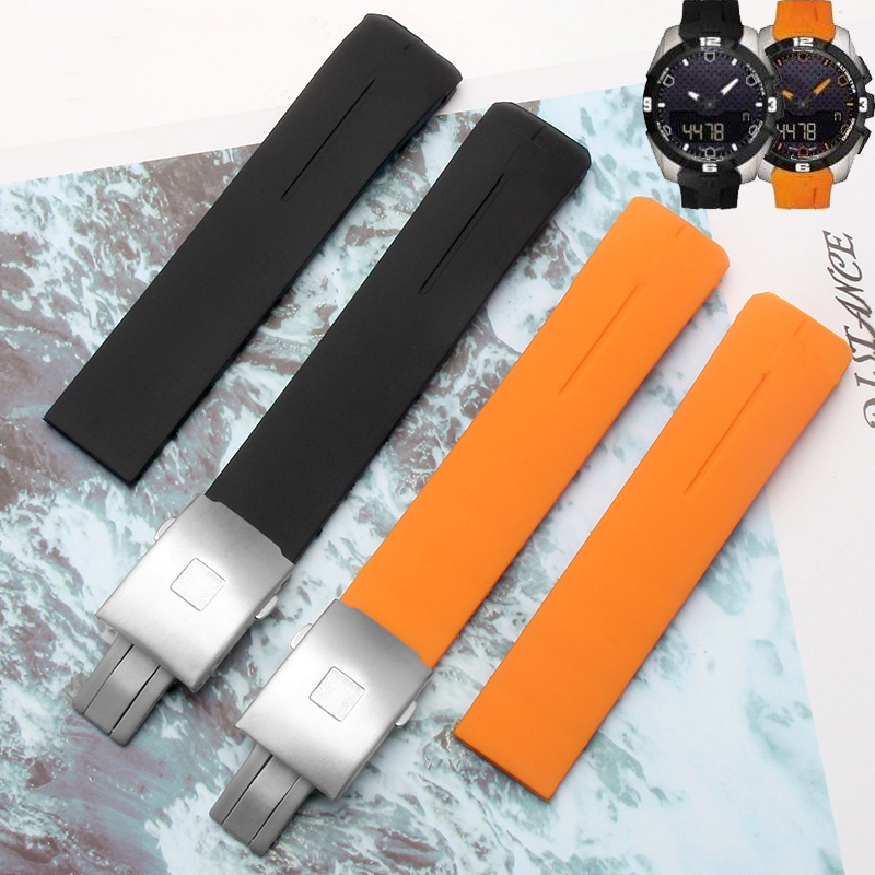 Bracelet De Montre En Caoutchouc De Silicone Souple De 21mm Adapté Pour Tissot T-TOUCH T013 T047 T091 Noir Orange Dehors Bracelet De Montre étanche T Brabant