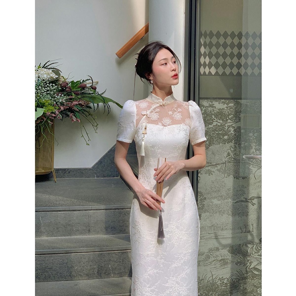 White hot sale wedding cheongsam