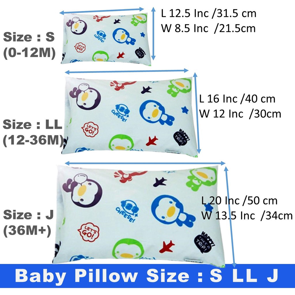 CLEARANCE Puku Baby Premium Kids Pillow Bolster 100 Cotton Size S LL Jumbo with Cover Washable Oeko Tex