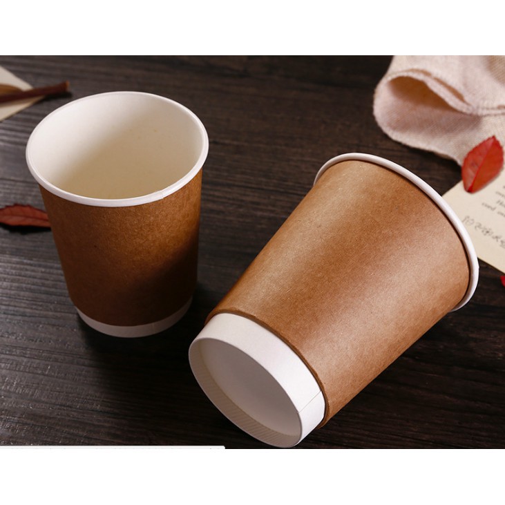 16 oz - Set of 50 Double Wall 2-layer paper cups - 2-layer Kraft hot ...