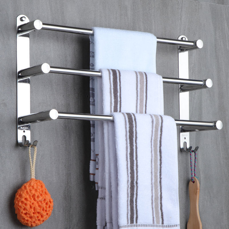[No Drill] 304 Stainless Steel Towel Rack Toilet Bathroom Shelf ...