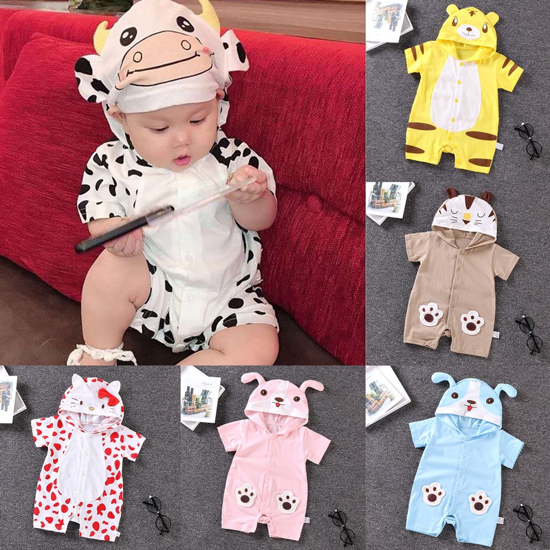 Baby Rompers Short Sleeve Toddler Jumpsuit Fashion Cartoon Animals