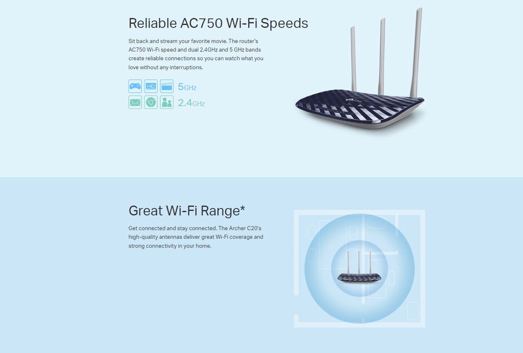 TP-Link Archer C20 AC750 Dual Band Wireless Cable Router (3 YEARS ...