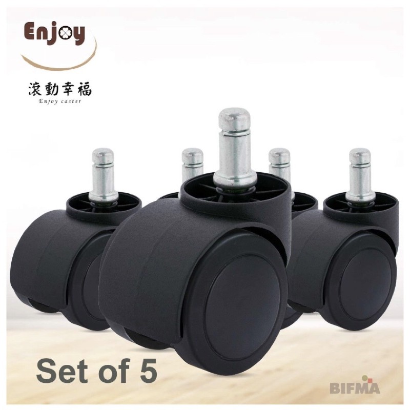 Enjoy Caster Office Chair Caster Wheels, 5Pack, Soft Polyurethane