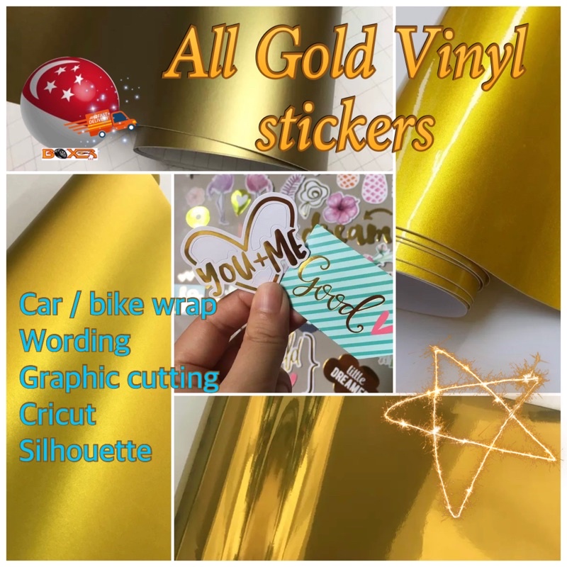 Gold series vinyl sticker wrap - adhesive -stretchable -washable -waterproof -cricut -silhouette -decal- wording