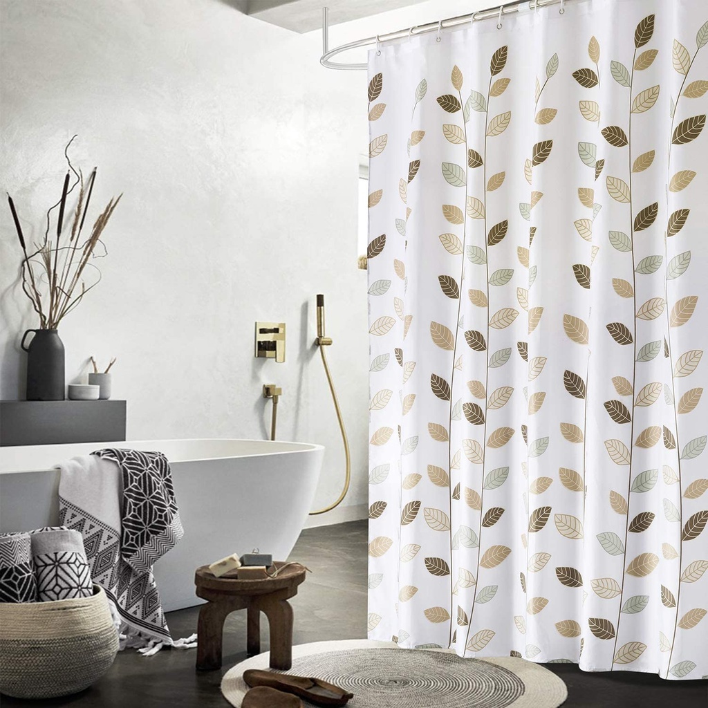 Shower Curtain for Bathroom with 12 Hooks, Polyester Fabric Machine