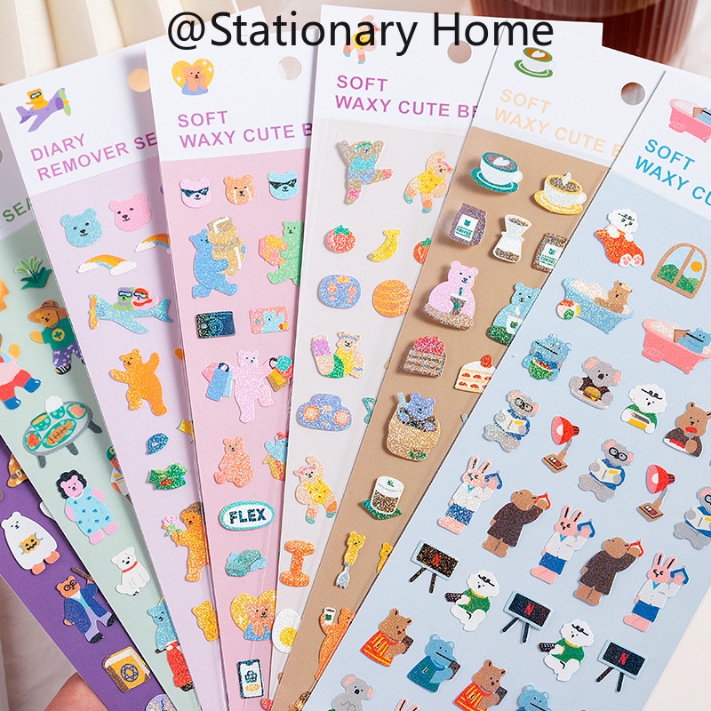 Korean Stationary Korea Cute Bear Stickers Scrapbooking Sticker Kids ...