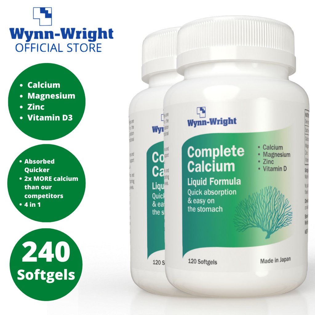 (Bundle of 2) (4in1) Complete Calcium Supplement + Zinc,Magnesium,D3