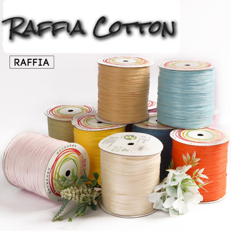 125 gr / 250 mtr Raffia yarn cotton paper bag hat crochet yarn diy ...