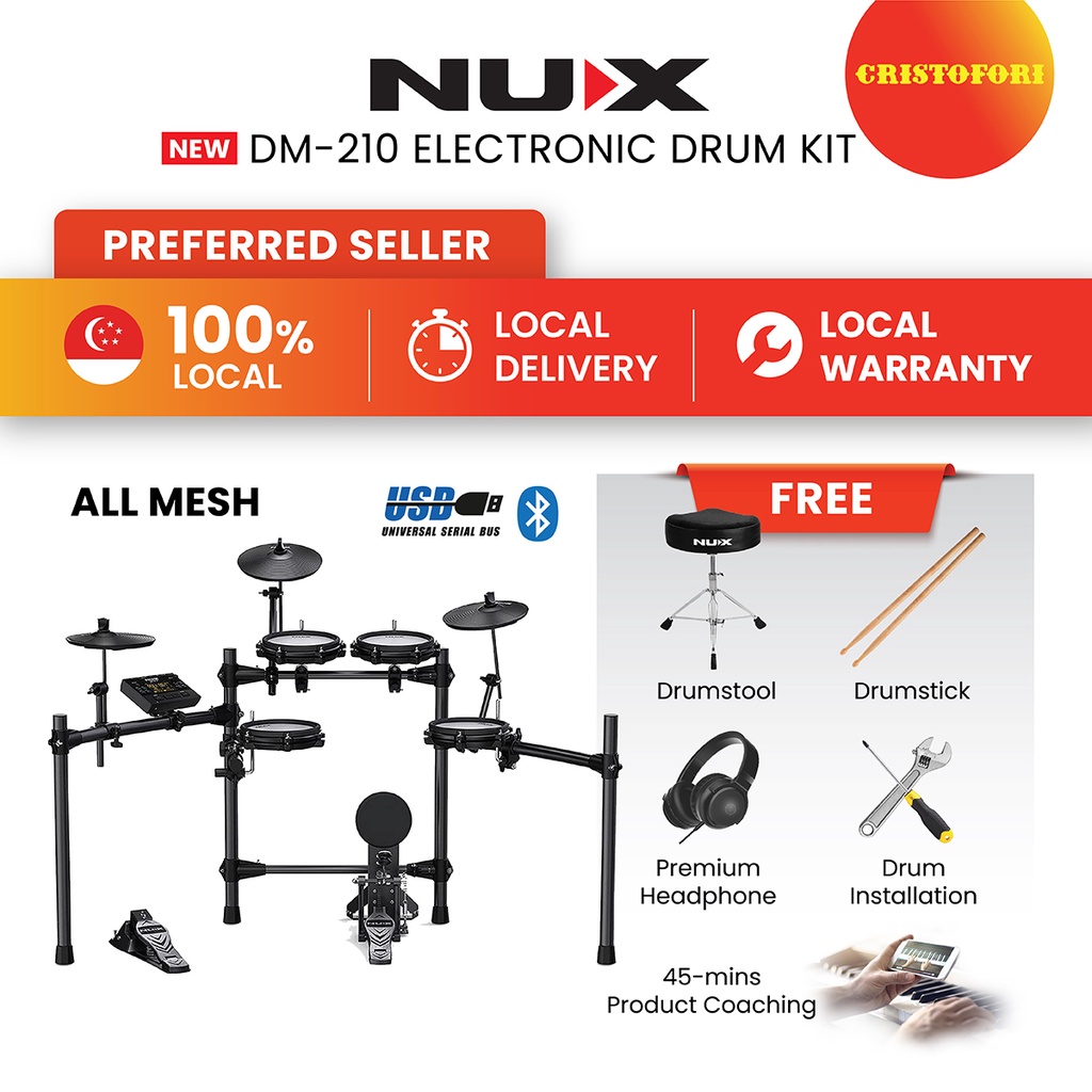 NUX DM210 Electronic Drum Kit Drumset Digital DM-210 NEW MODEL | Shopee ...
