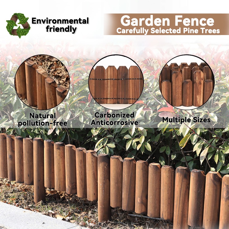 Antiseptic Garden Fence Carbonized Outdoor Wooden Fence Balcony Garden ...