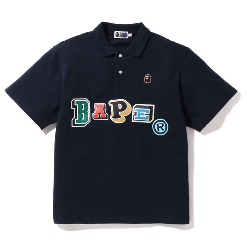 Star トップス Polo L Black BAPE 226 Brown Print