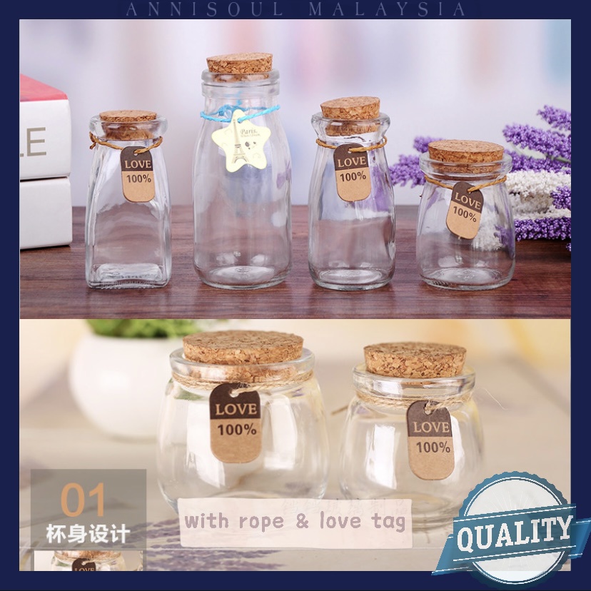 Wishing Bottle With Cork Small Clear Display Glass Jars Bottle Wish