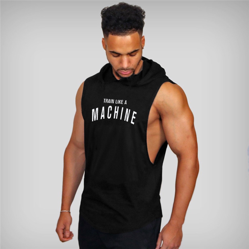 Muscleguys gyms clothing Men Cotton Hoodie Sweatshirts fitness vest bodybuilding stringer tank top men Sleeveless Tees Shirt