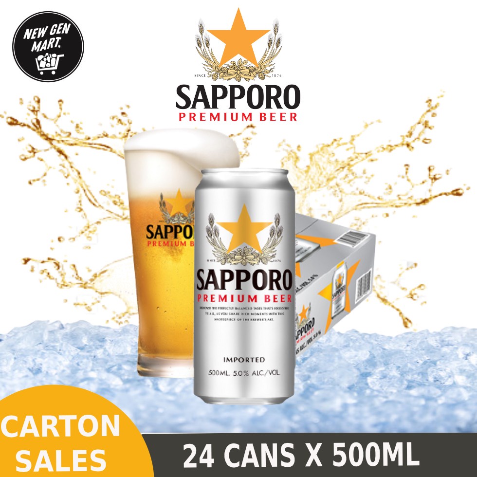 Sapporo Premium Beer – 24 X 500ml Cans, Imported Japanese Lager, Brewed Since 1876-849035