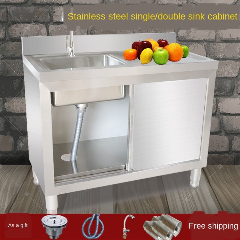 Stainless steel pool cabinet hotel kitchen storage integrated sink ...