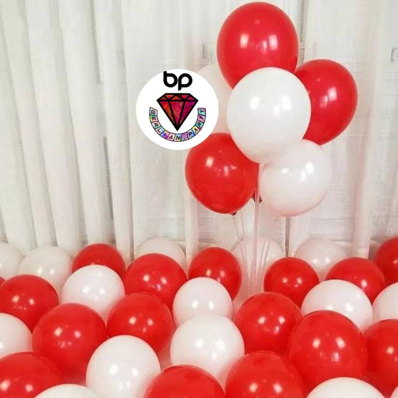 Red And White Latex Doff Balloon Perpack Contents 100 Red And White