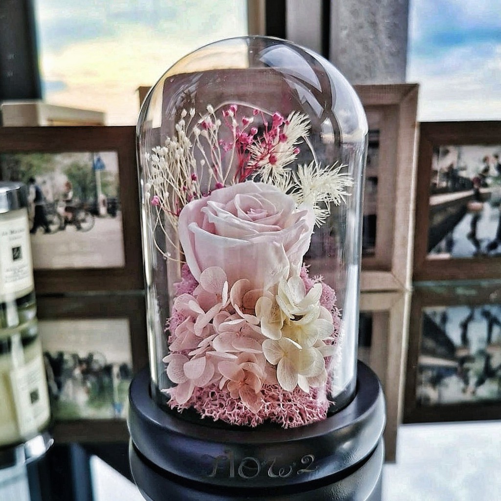 Flower in on sale glass dome