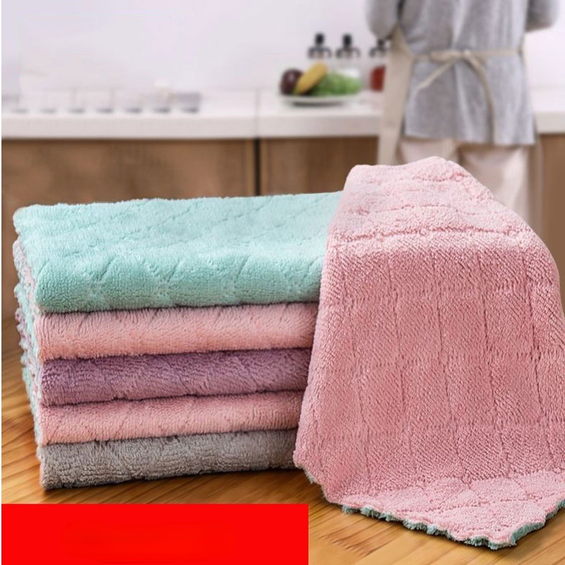 10pcs Water Absorption Dishwashing Cloth Wavy Pattern Polyester Cleaning  Cloths Anti-grease Kitchen Hand Towels For Cleaning Kitchen Window Car  Window (colors Random)