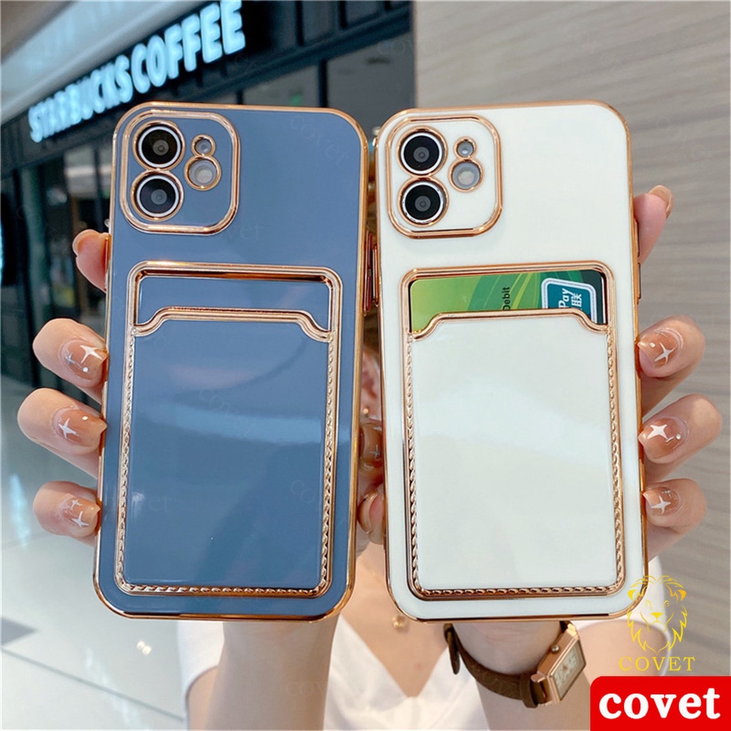 COVET With Card Holder Anti-drop Shockproof Phone Case Compatible compatible for iPhone 11 12 13 Pro Max X XS Max XR 7 8 Plus SE 2020 Phone Case Cover Casing
