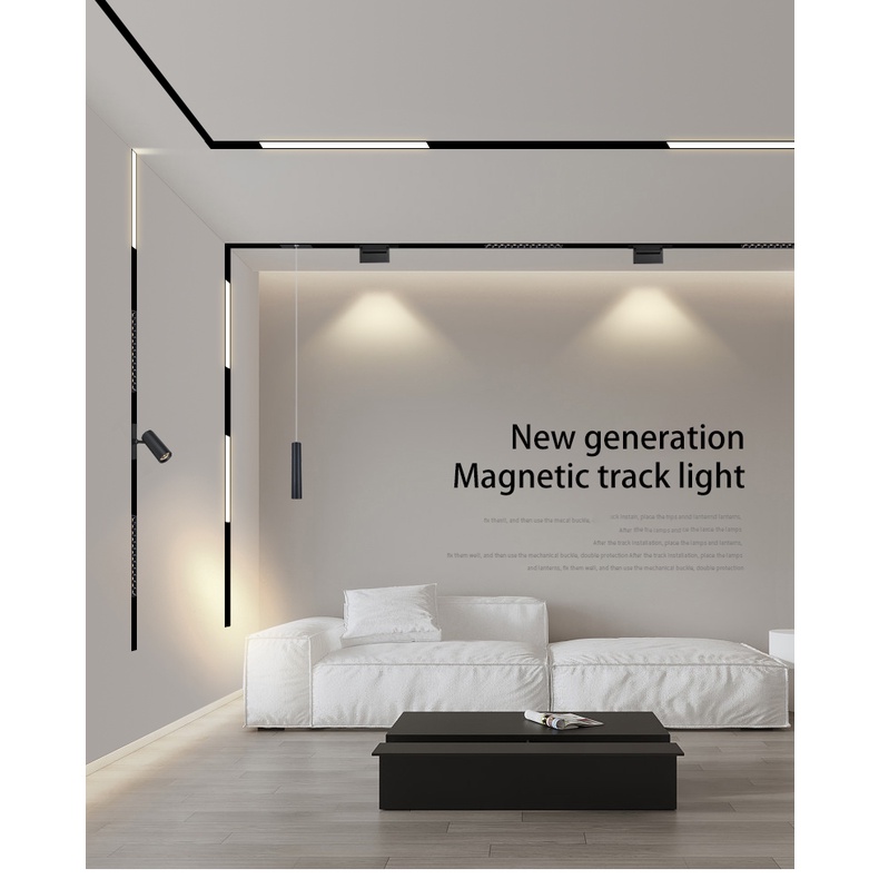 LED Magnetic Track Light Dimmable Recessed Rails System Black Lighting ...