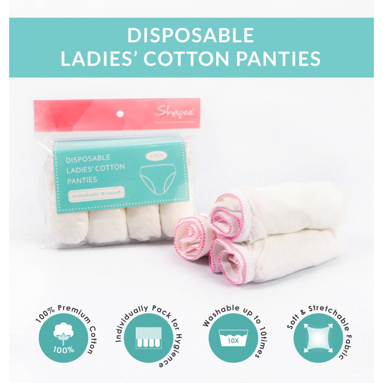 Disposable Ladies' Premium Cotton Panties (4pcs) Post Birth Soft