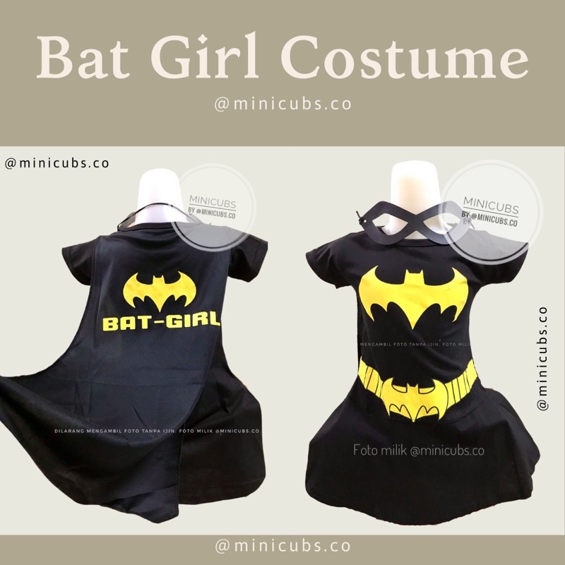 Batgirl Costume Character Dress Girls Kids Superhero Clothes | Shopee ...